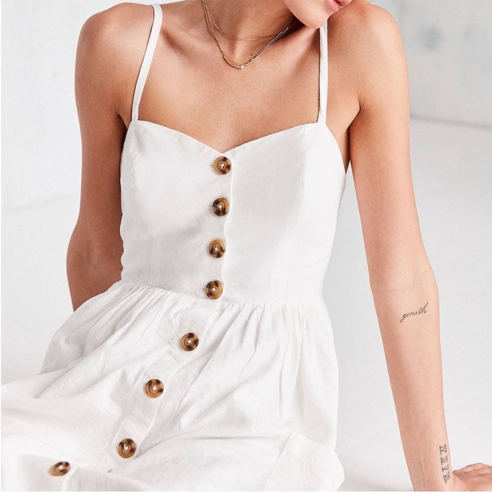 Cooperative Ivory Button-Front Spaghetti Strap Midi Dress - Picture 3 of 9